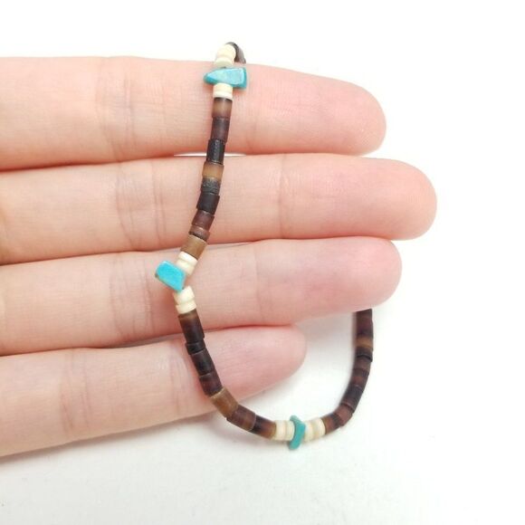 Vintage Boho Style Beaded Bracelet, Earth Tones, Natural Beads, Estate - Picture 5 of 6